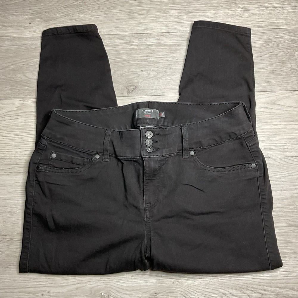 Torrid Womens 3 Button Skinny Denim Jeans Jeggings‎ Plus 18S Black Stretch